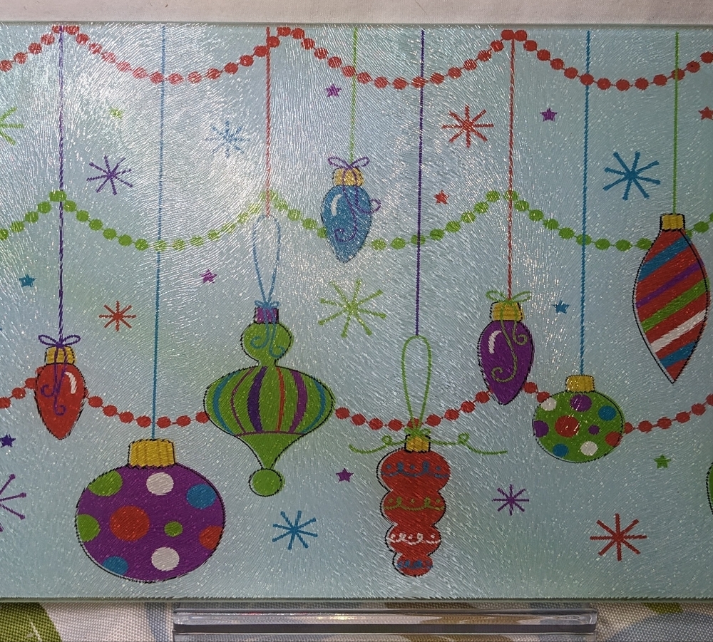 Holiday Glass Cutting Board, In Box